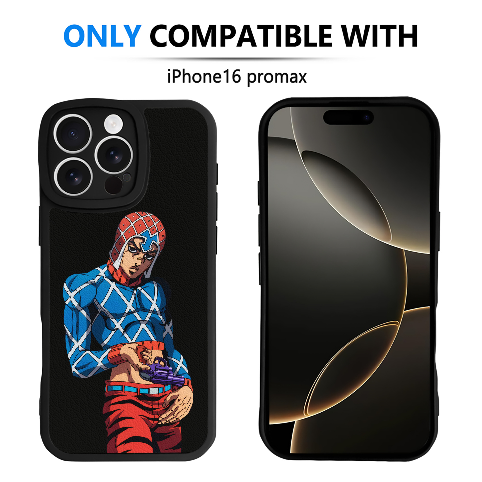 （画像用） ジョジョの奇妙な冒険 グイード?ミスタ JoJo's Bizarre Adventure Guido Mista 【iPhone 16シリーズ対応】シリコンスマホケース（レザー調） 材質：シリコン